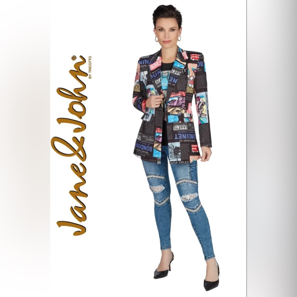 Women's Multicolor Graphic Jacket Tricotto